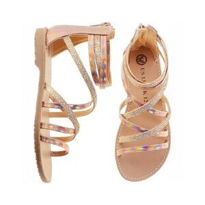 NWOT Girls' Strappy Gladiator Sandals | Gold Colored | Back Zipper | Rubber Sole